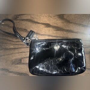Coach Black Patent Leather Signature C Embossed Wristlet